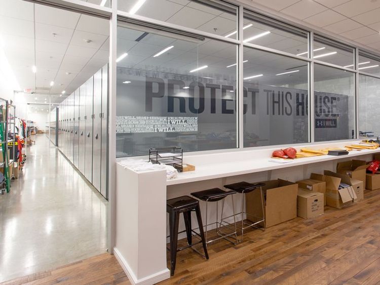 office with Spacesaver powered mobile system and custom graphics