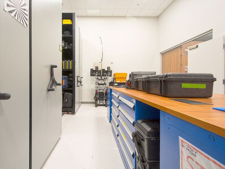 workspace with mechanical assist mobile system and drawers