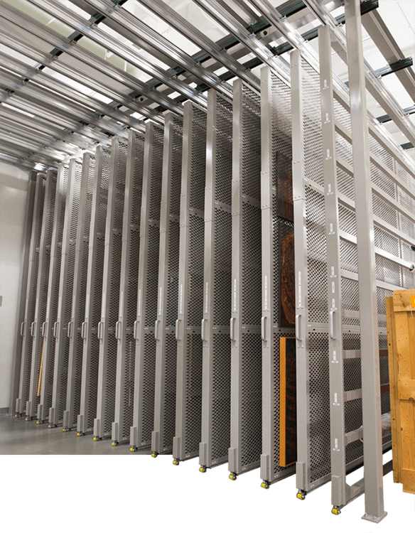 overhead supported art rack