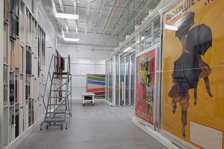 overhead supported art rack
