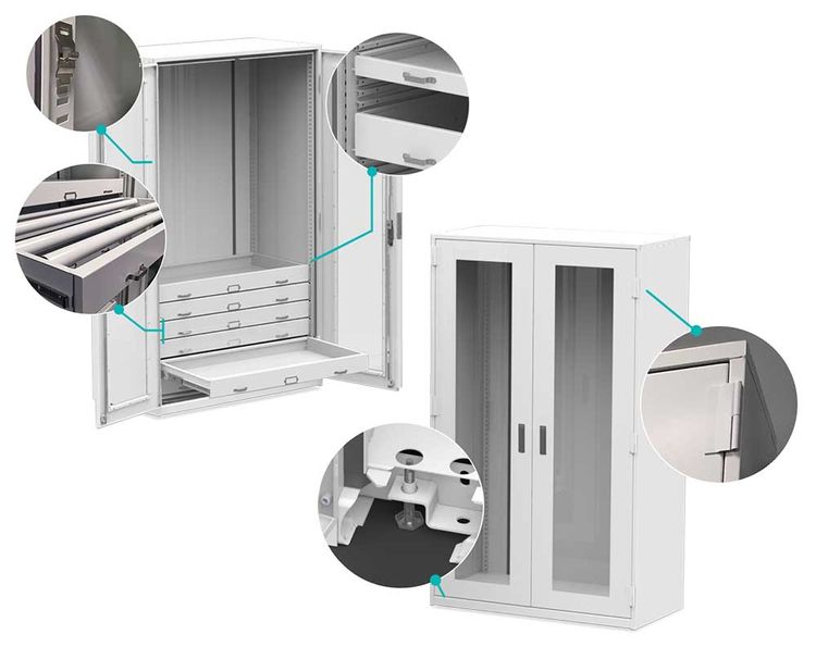 Preservation cabinet features and benefits exploded view