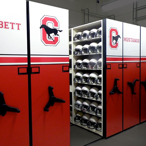 middle school football equipment storage system