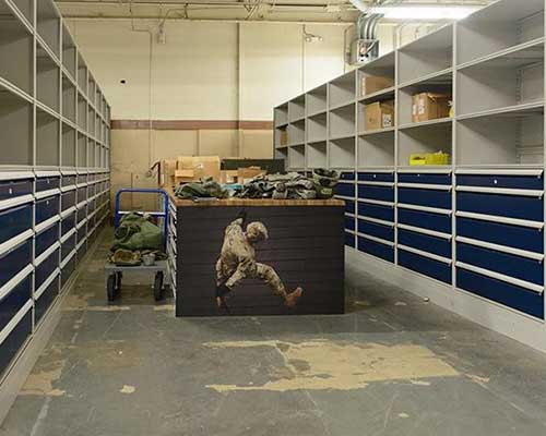 military counter height storage work tables