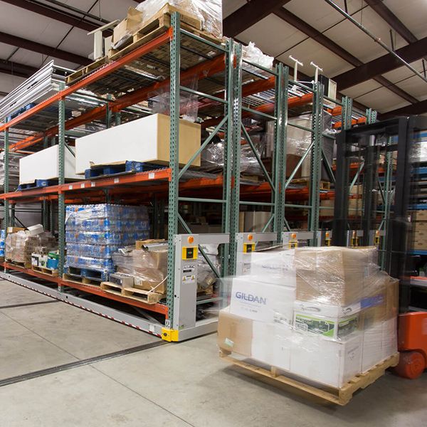 military warehouse pallet storage system