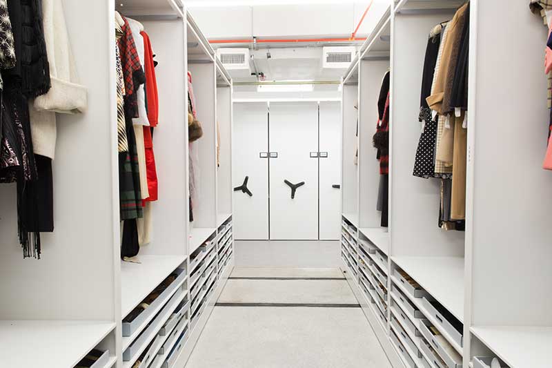 garments hanging on high-density mobile system