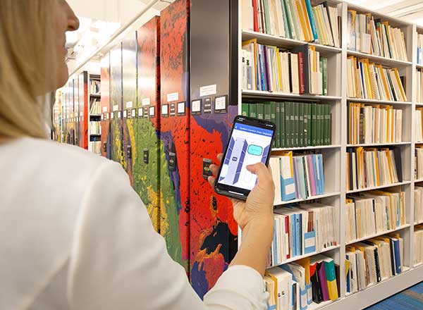 moveable library shelves mobile app controlled