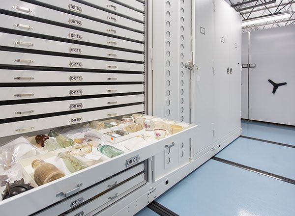 Museum collection protected in mobile cabinets at an off-site facility