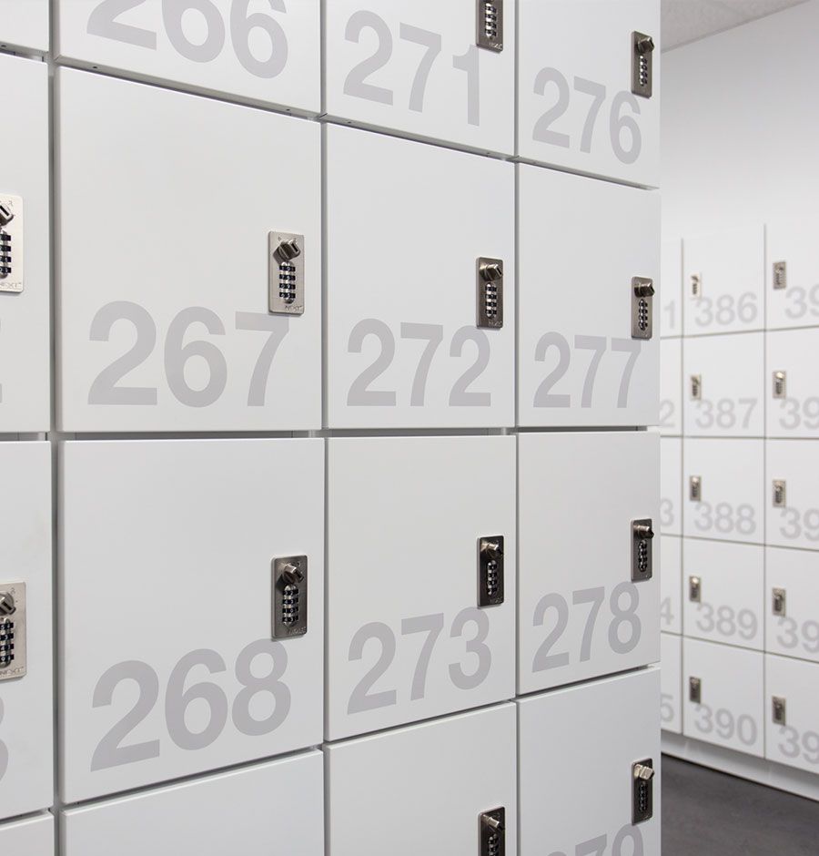 office lockers numbered from 265 to 278