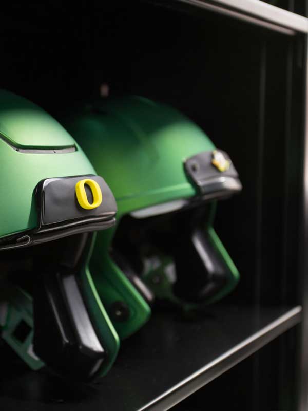 university oregon athletic helmet storage