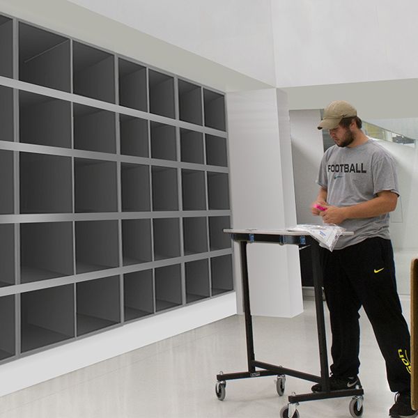 pass through college sports gear lockers