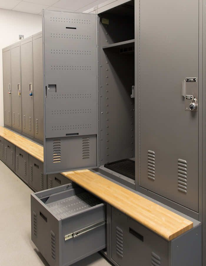 personal storage locker with vented vest drawer