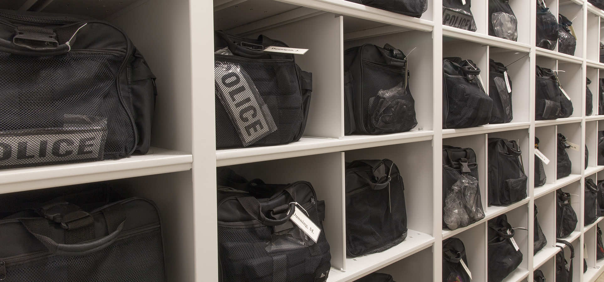 police department crowd control equipment storage