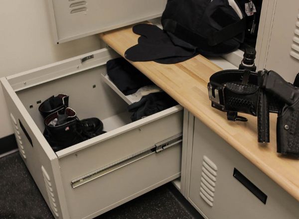 police locker vented drawer storage bench