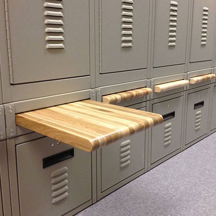 police lockers with retractable bench