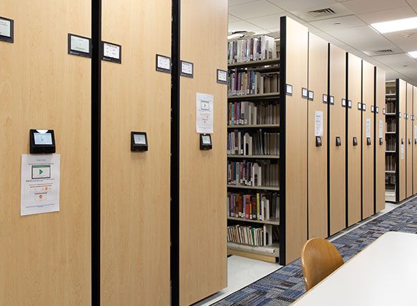 powered moveable library shelving systems
