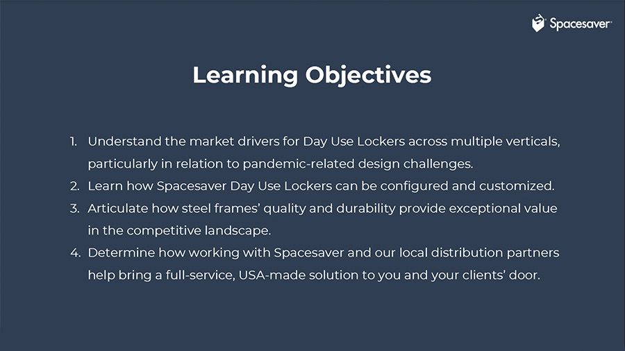 Day Use Locker Product Presentation  - learning objectives