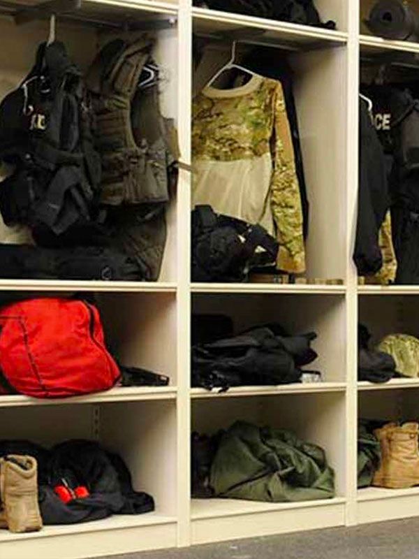 police tactical gear storage room install story