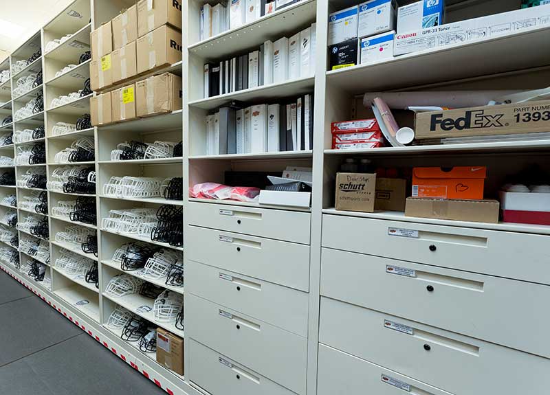 custom reconfigurable shelving with secure drawers