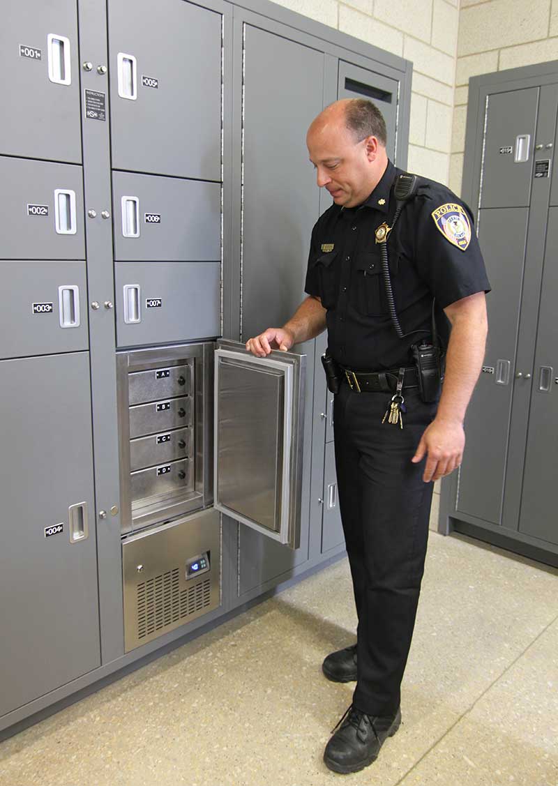 refrigerated evidence locker configured with normal evidence locker