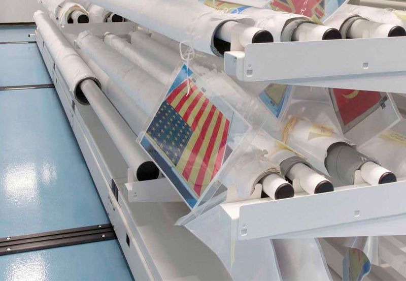 rolled textile flag preservation rack