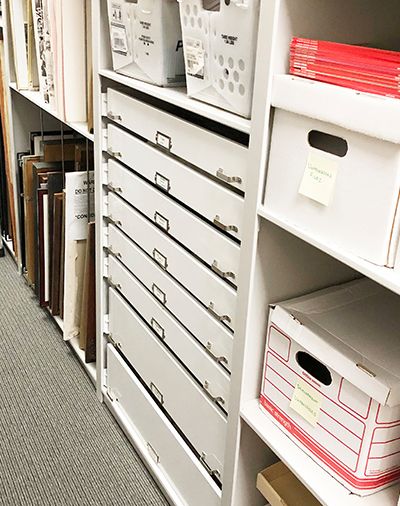 school archive shelving drawer storage system