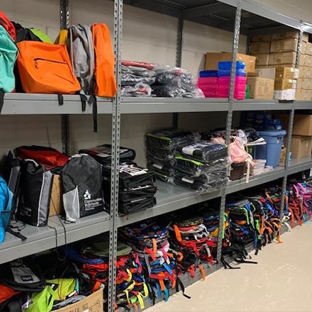 school supply room bag storage