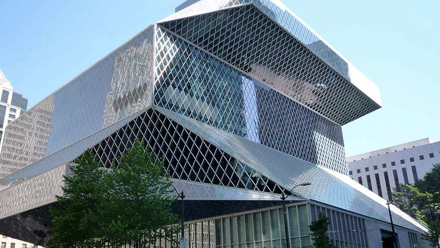 Seattle Public Library exterior of building
