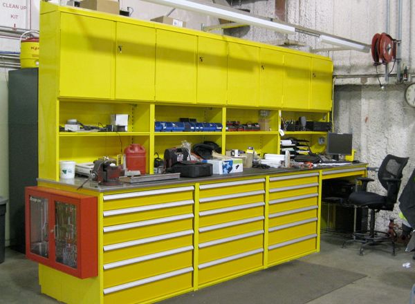 service department tool work table storage