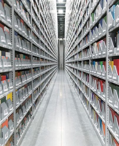 academic library off-site high-bay shelving