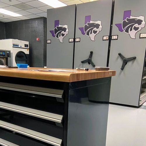 high school athletic team uniform storage