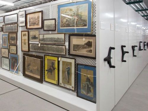 spacesaver carriage-mounted art rack