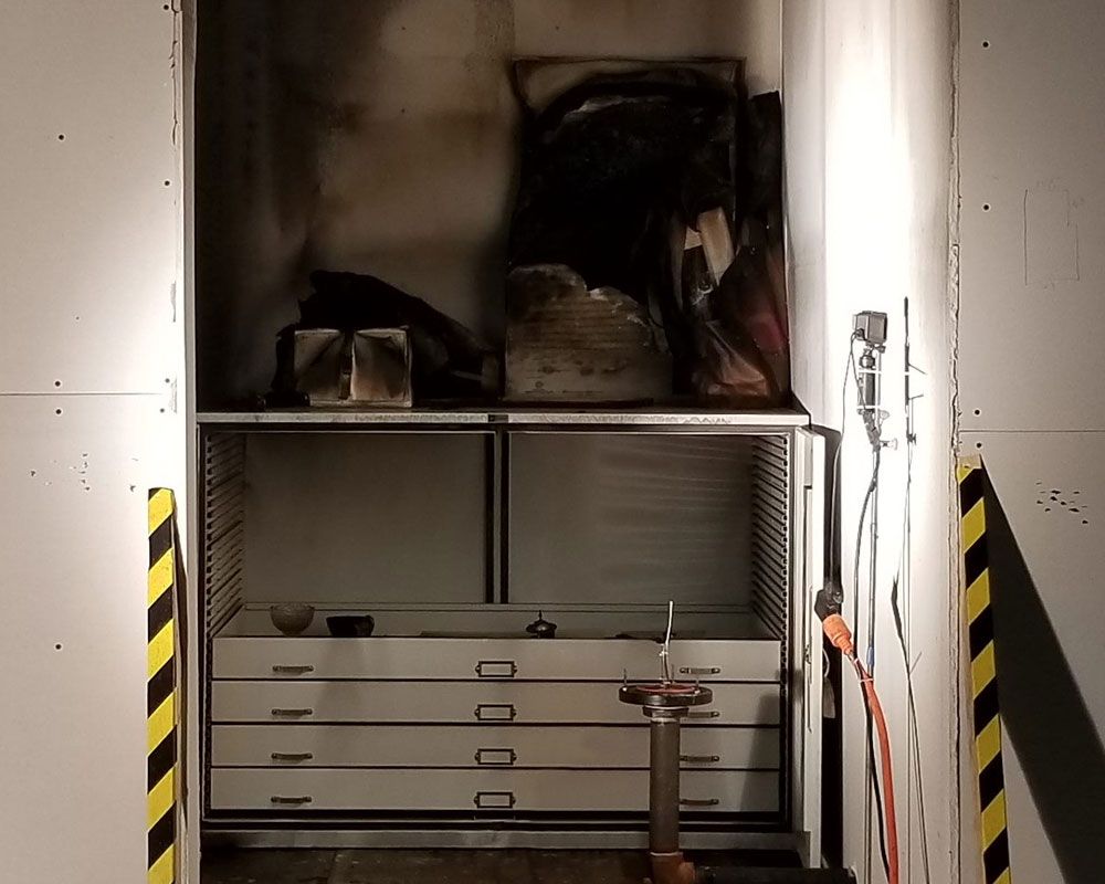 spacesaver museum cabinet fire test