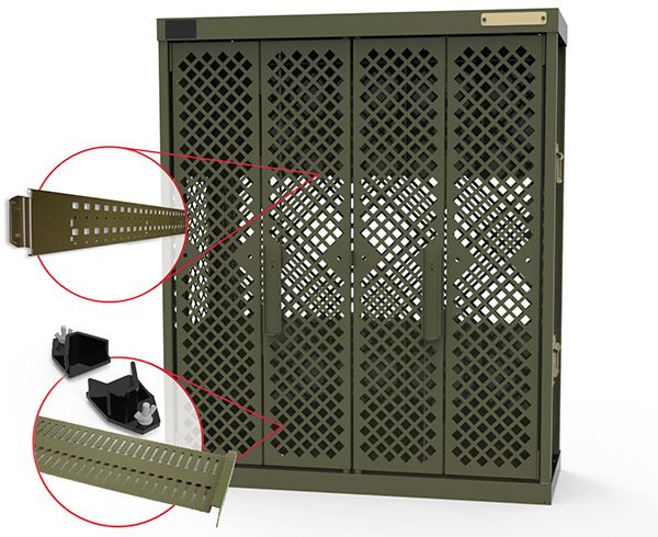 Army Green Spacesaver Universal Weapons Rack with new accessories for M7s and M250s