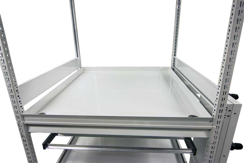 steel trays on spacesaver grow system