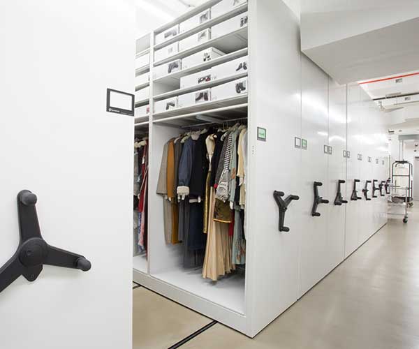 Storage system designed to protect clothes from dust at fashion museum