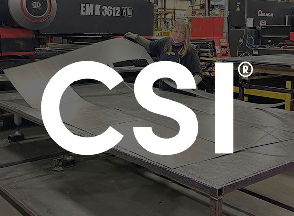 CSI specifications logo overlayed on Spacesaver manufacturing image