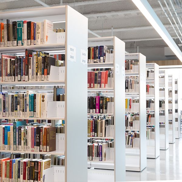 traditional heavy-duty library book shelving