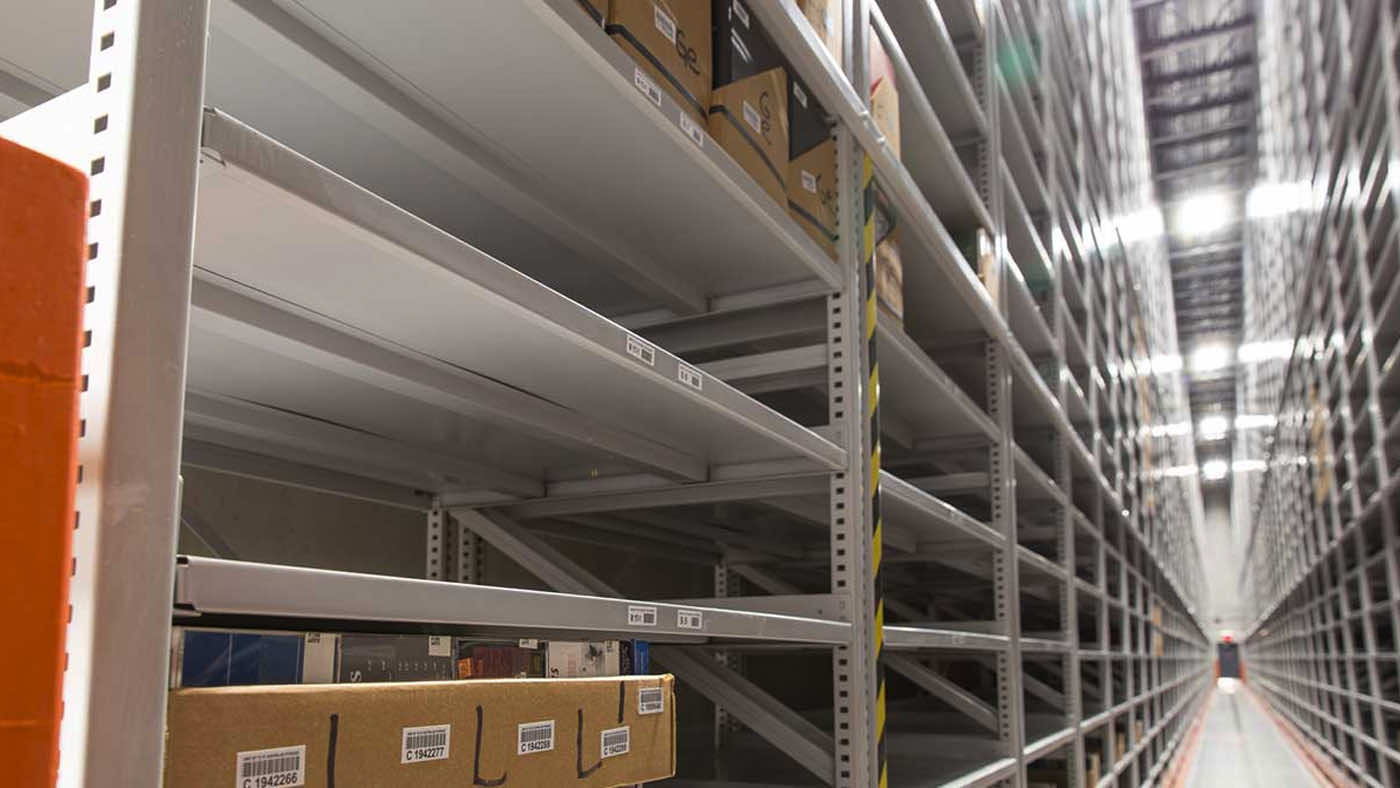 High bay shelving system at the University of Austin
