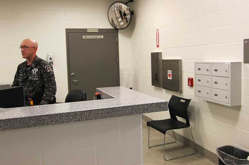 wall-mounted gun locker shown in public safety facility