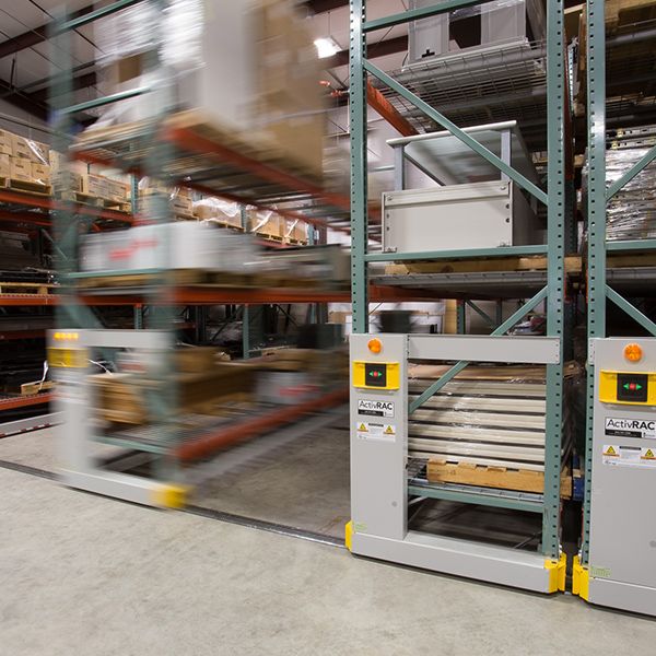 warehouse storage organization moveable systems